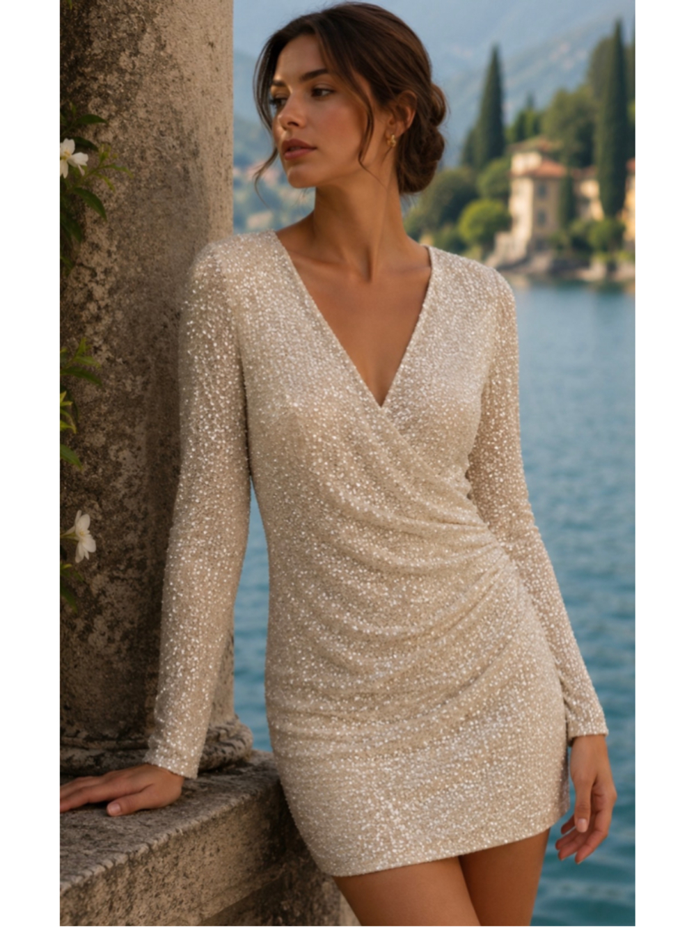 NWT BALMAIN Sequin Mini Dress Size 42/US 10 White For True luxury lovers!